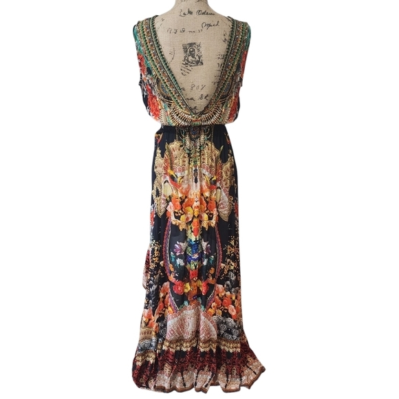 NWT Shahida Parides Luxury Embellished Multi-color Asymmetrical Hi-Lo Dress- M/L - Picture 7 of 16